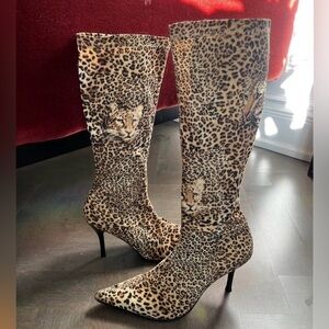 Leopard Print Knee-High Women's Boots